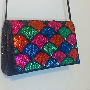 VINTAGE  La Regale Gorgeous Multicolor Sequin Clutch